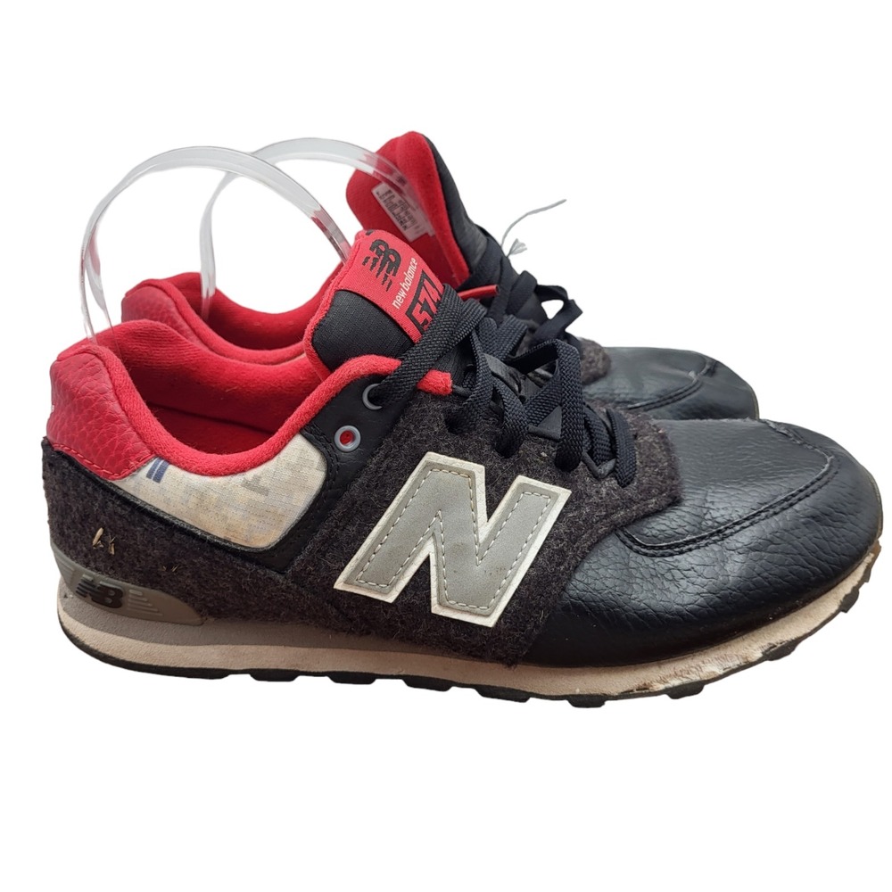 New‎ Balance 574 Running Shoes Mens Size 6 Black Leather KL574FW6 Sneakers